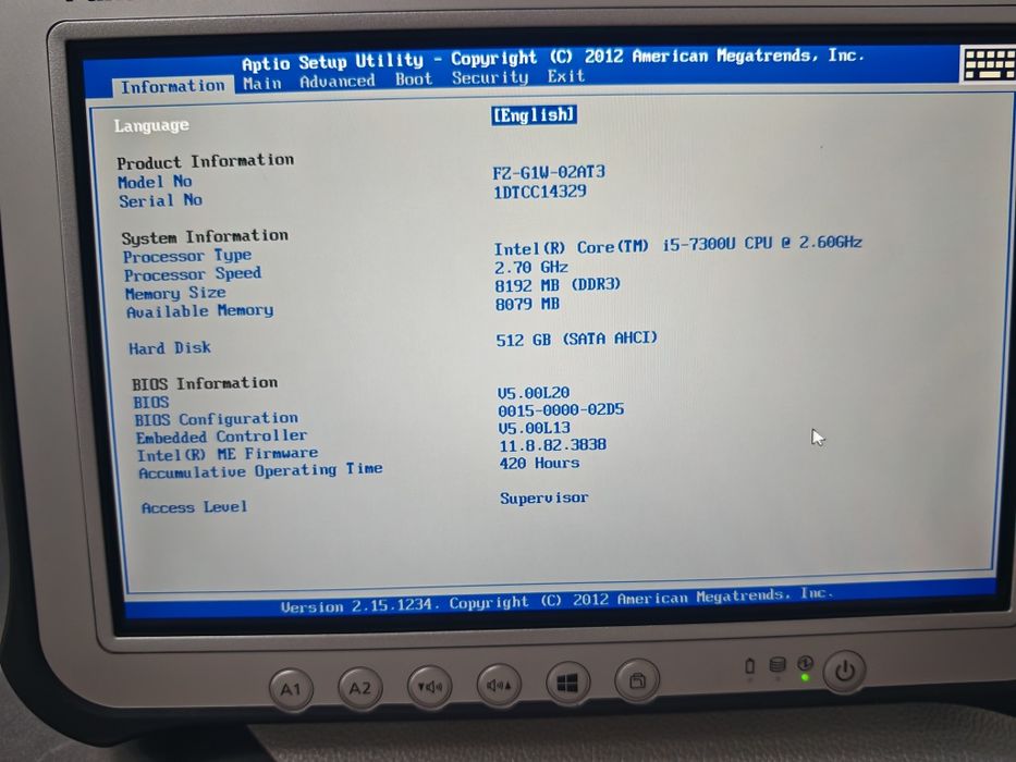 Okazie Tableta cu windows Panasonic  FZ-G1 Mk5  i5  8gb 512Gb Noua