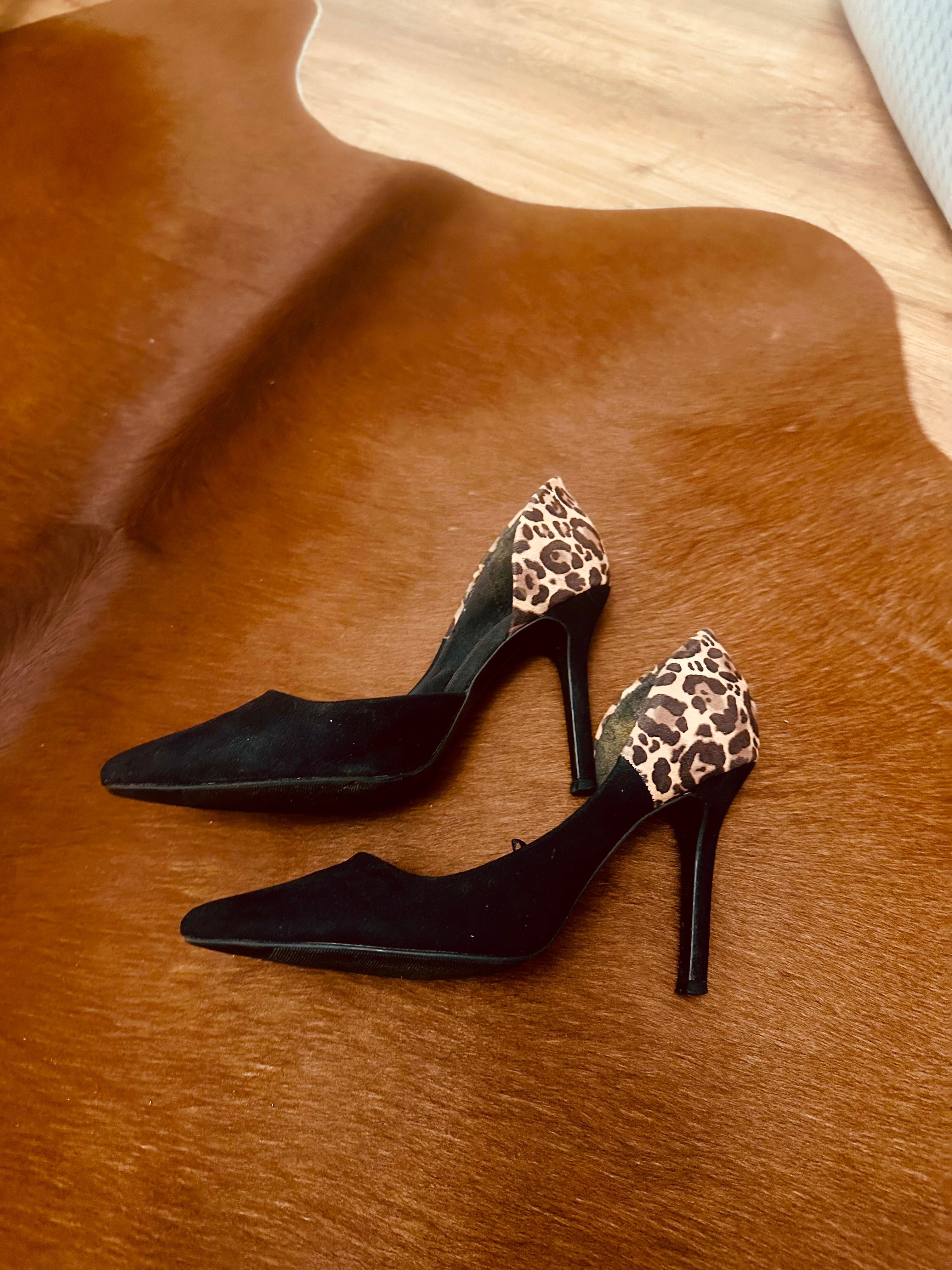 Pantofi Stiletto negru leopard
