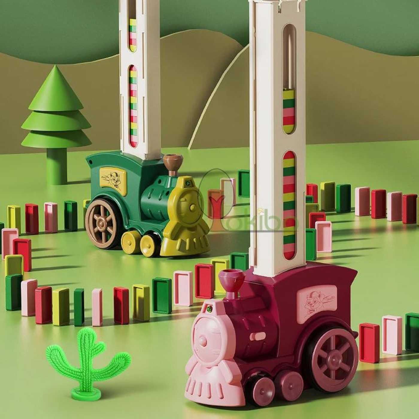 Tren Domino Electric pentru Copii - Set Joc Educativ cu Sunete