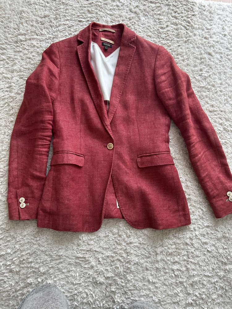 Sacou Massimo Dutti  din in, rosu bordo marimea 36