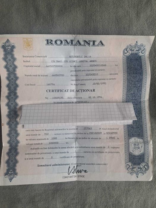 Vand 3 certificate de actionar