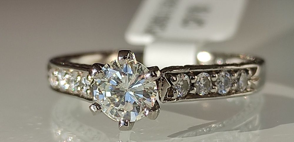 Inel logodna paladium si diamante 0.90ct mega discount Martie!