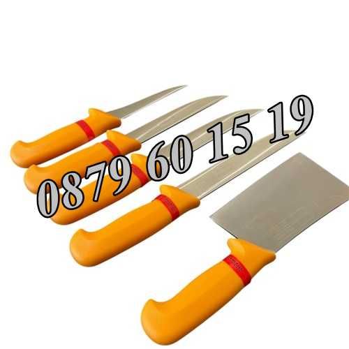Комплект от професионални месарски ножове и сатър 5 части + брус
