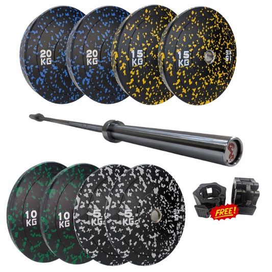 Топ Комплект Олимпийска Щанга - Weight Lifiting Gym Bumper Set -120 kg
