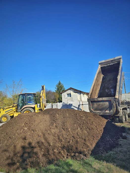 Buldoexcavator de inchiriat, nisip, pietris, frezat, pamant