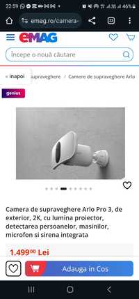 Camera de supraveghere Arlo Pro 3, de exterior, 2K, sigilata