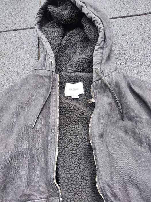 Geaca blugi Pull&Bear gluga imblanita M black