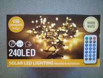 Instalatie solara pentru exterior, 240 led-uri, alb cald, telecomanda