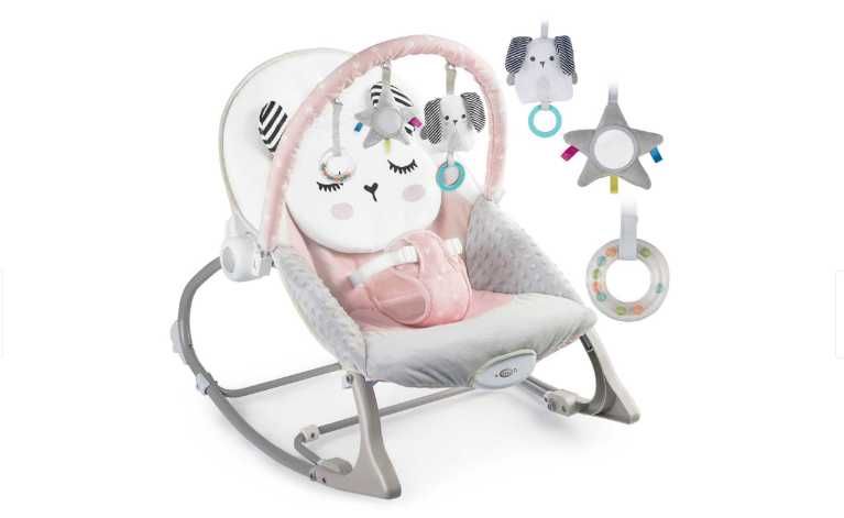 Balansoar si scaun 3 in 1"ISP Kitty Sleep"  cu vibratii calmante, Roz