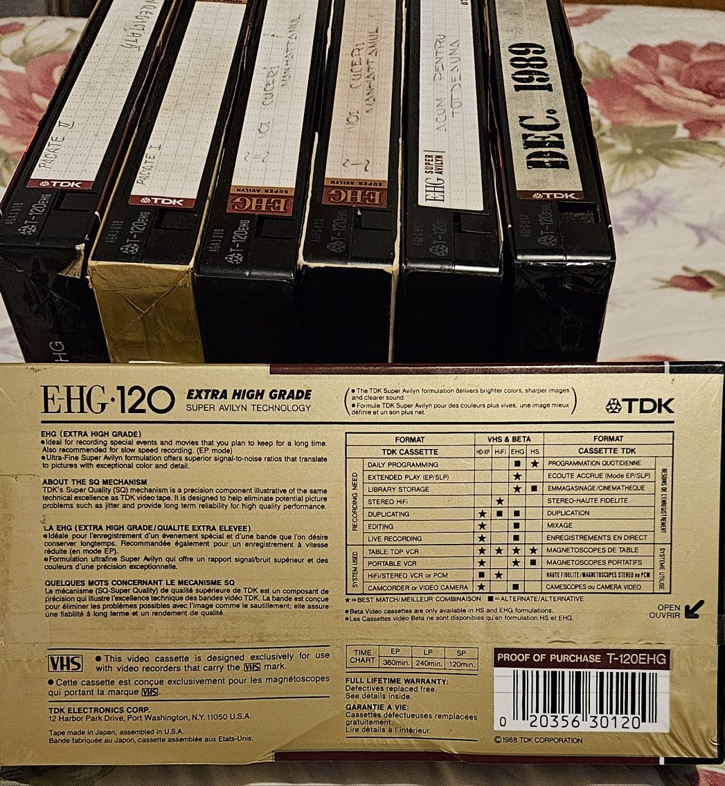 LOT 10 Casete video TDK EHG 120 + 3 Mitsui 120.Cumpărate din SUA Made
