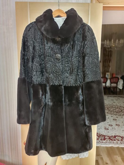 Шуба стриж.норка каракульча 44-46 размер