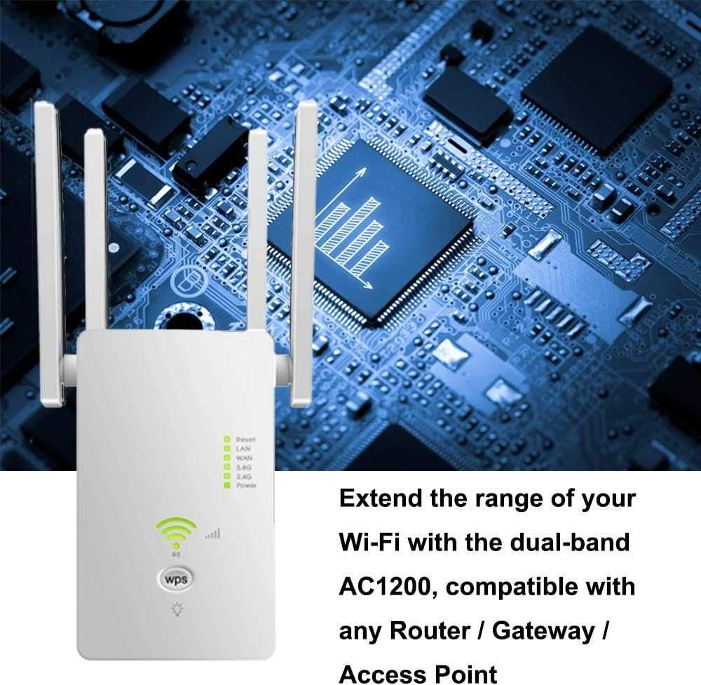 WiFi Range Extender, до 1200Mbps, 2,4 & 5GHz двулентов WiFi усилвател