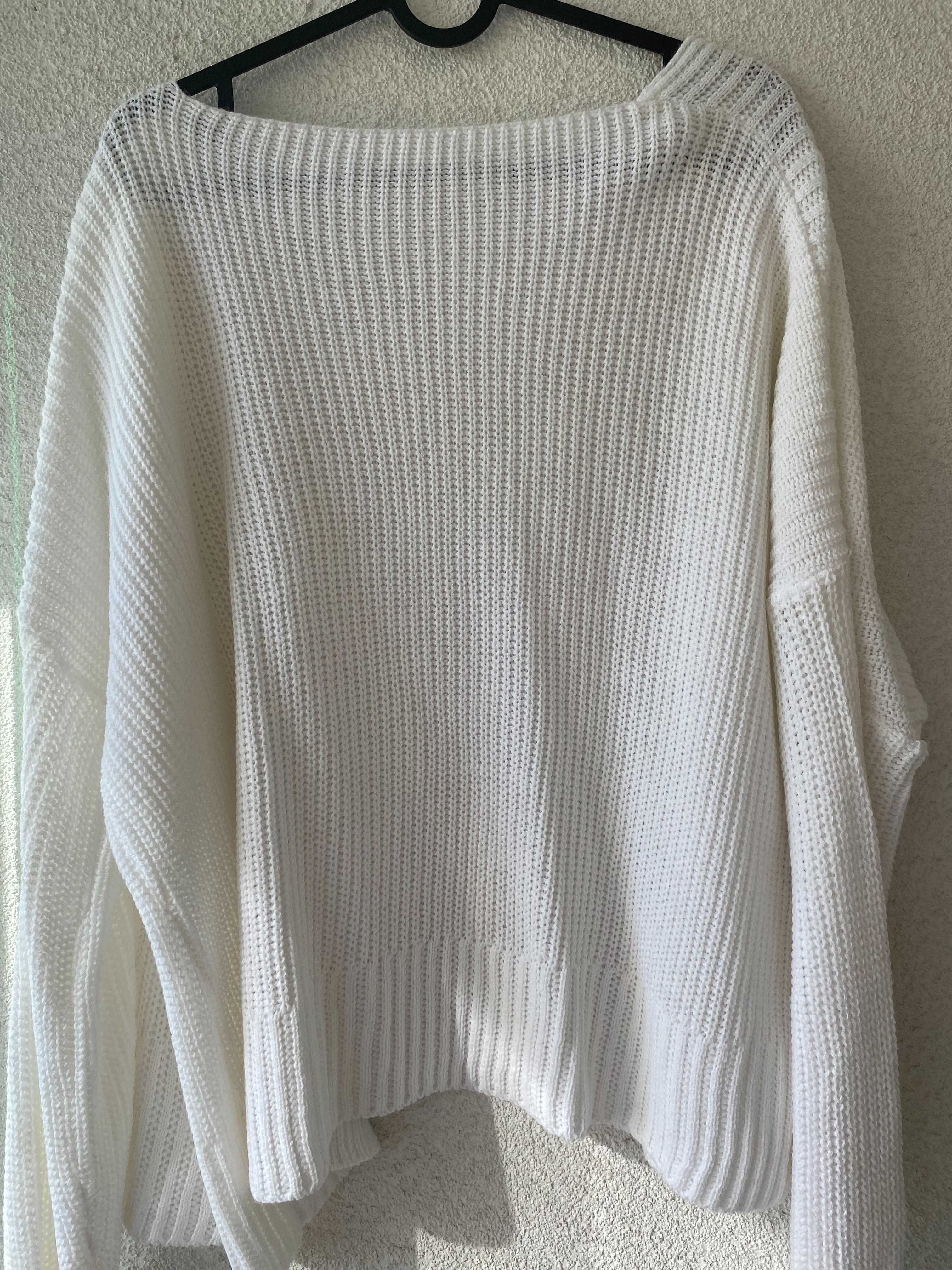 Cardigan/pulover alb, 'Reserved', de primavara, nou, marime M/L