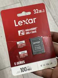 Card LeXar E-Series 32Gb x 2 microSDHC cu adaptor sd