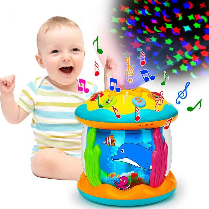 Jucarie pentru bebelusi 1-3 ani, proiector rotativ cu lumina