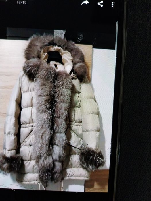 Дамска парка с естествен косам от сребърна лисица
