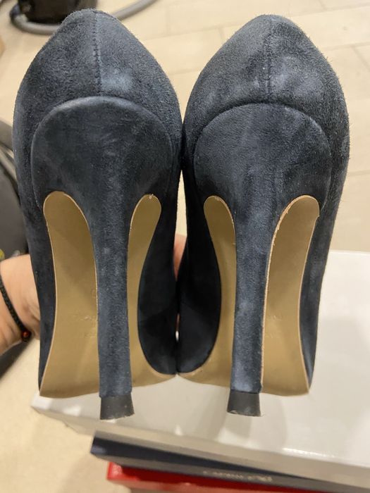 Stiletto piele intoarsa blue 40