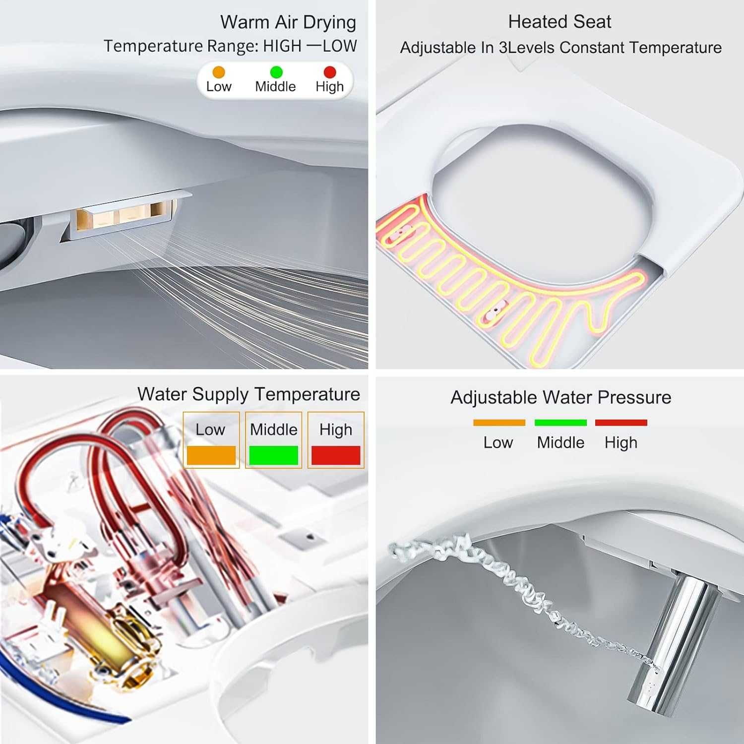 електронна тоалетна чиния с биде Ecofresh square smart toilet seat