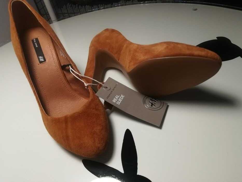 Pantofi piele întoarsa - H&M Premium Quality, 38, noi, cu eticheta.