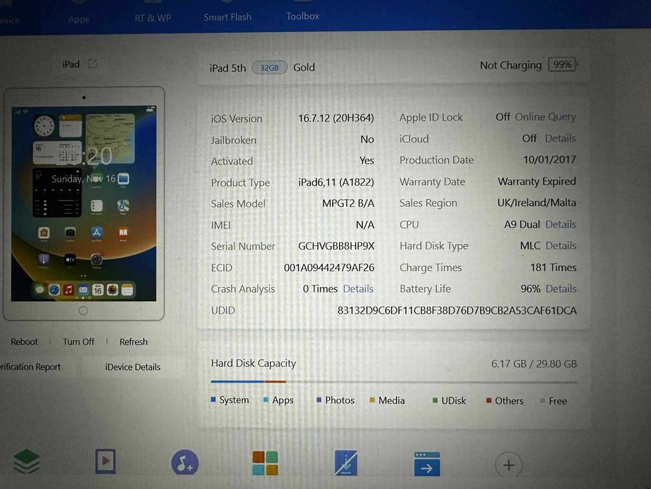 Apple Ipad 5th WIFI 96%BH