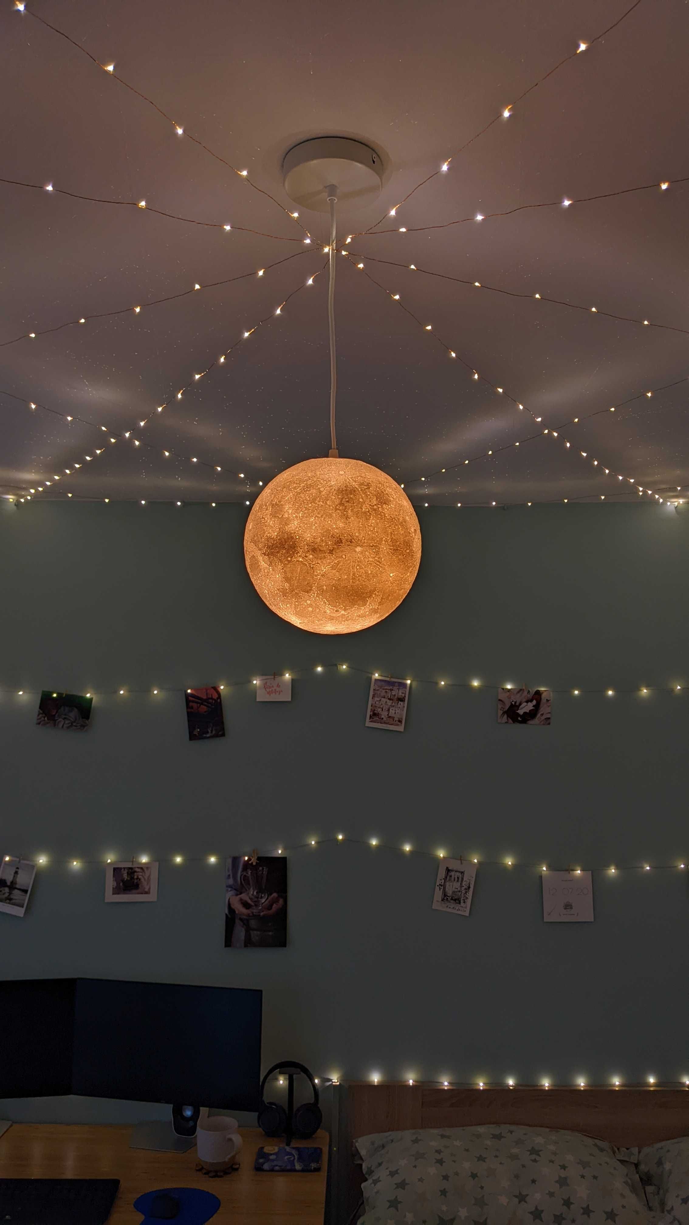 Litophane 3D Printed Moon Globe for Bedroom Lighting