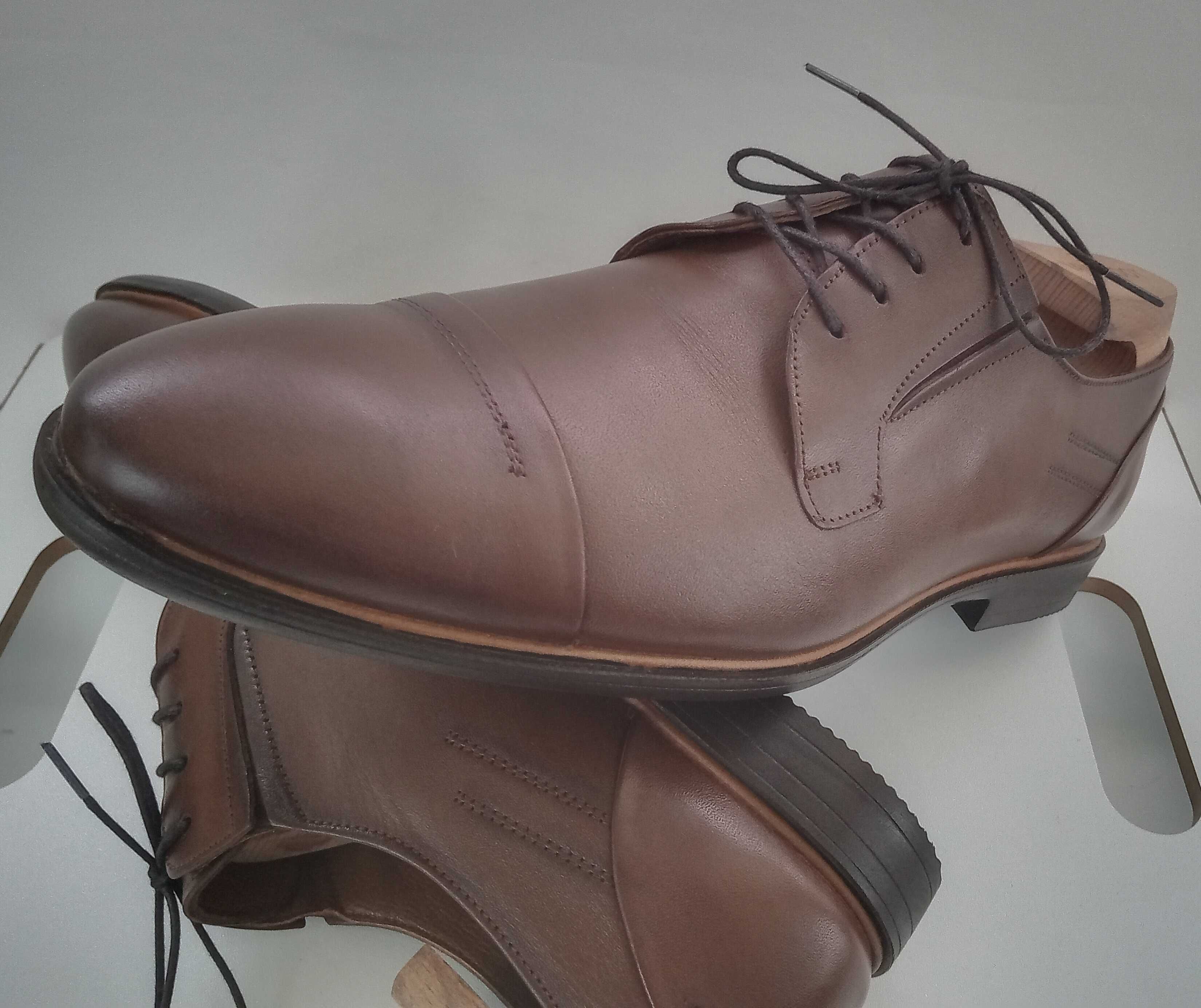 Pantofi derby cap toe premium Fabio Morello Italy 43 piele naturala