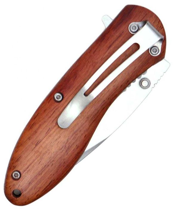 Оригинален Сгъваем нож с дървена дръжка и неръждаема стомана