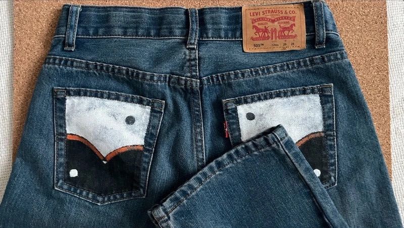 Blugi Levi's 505 XS/S • Handmade • Stil boho-hippie-vintage