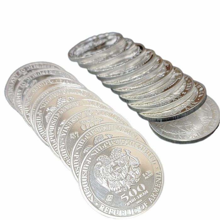 Сребърна монета 500 арменски драма "Ноевият ковчег" проба 999