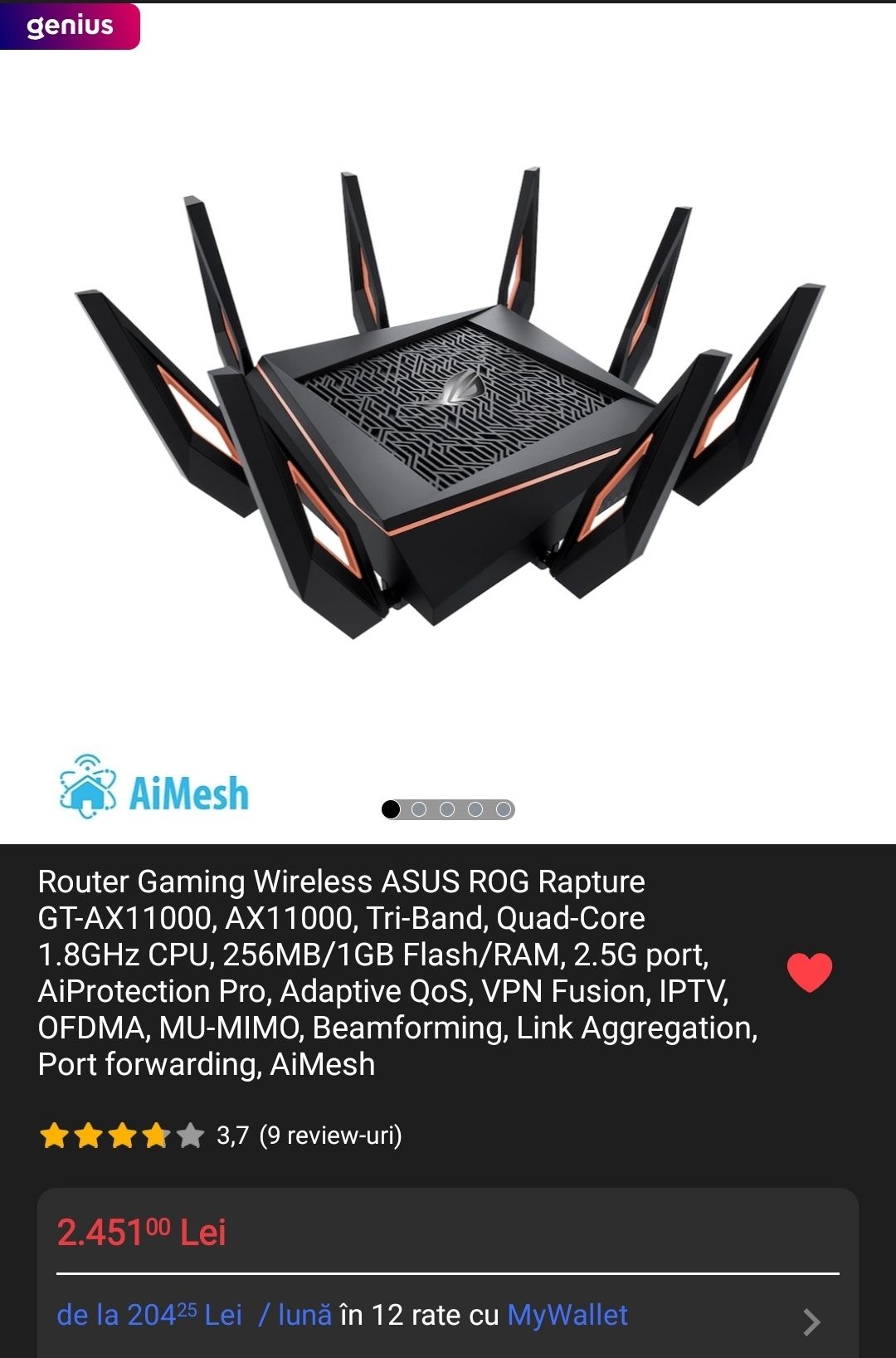 Router Gaming ASUS ROG Rapture GT-AX11000