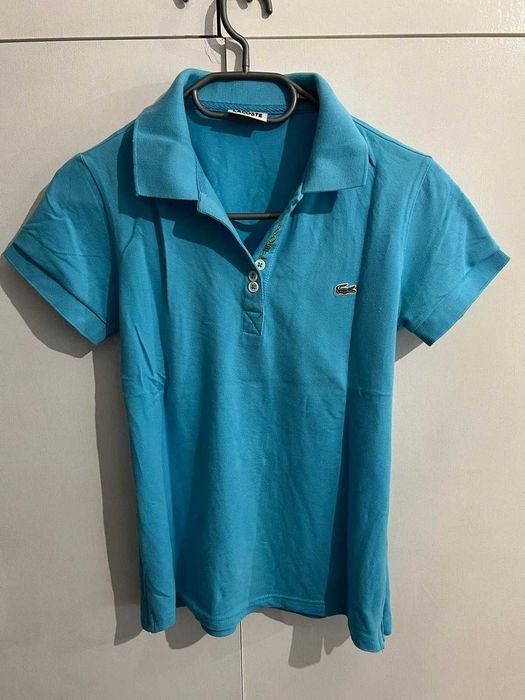 Tricou polo nasturi model Lacoste albastru marimea M 100% bumbac