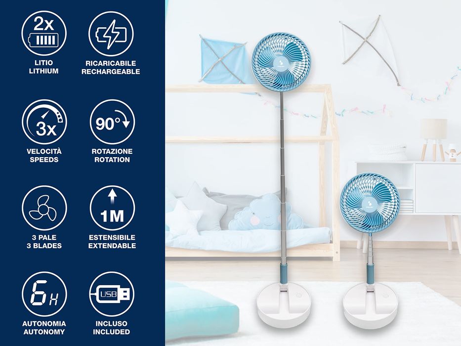 Ventilator portabil BEPER P206VEN450 reîncărcabil extensibil