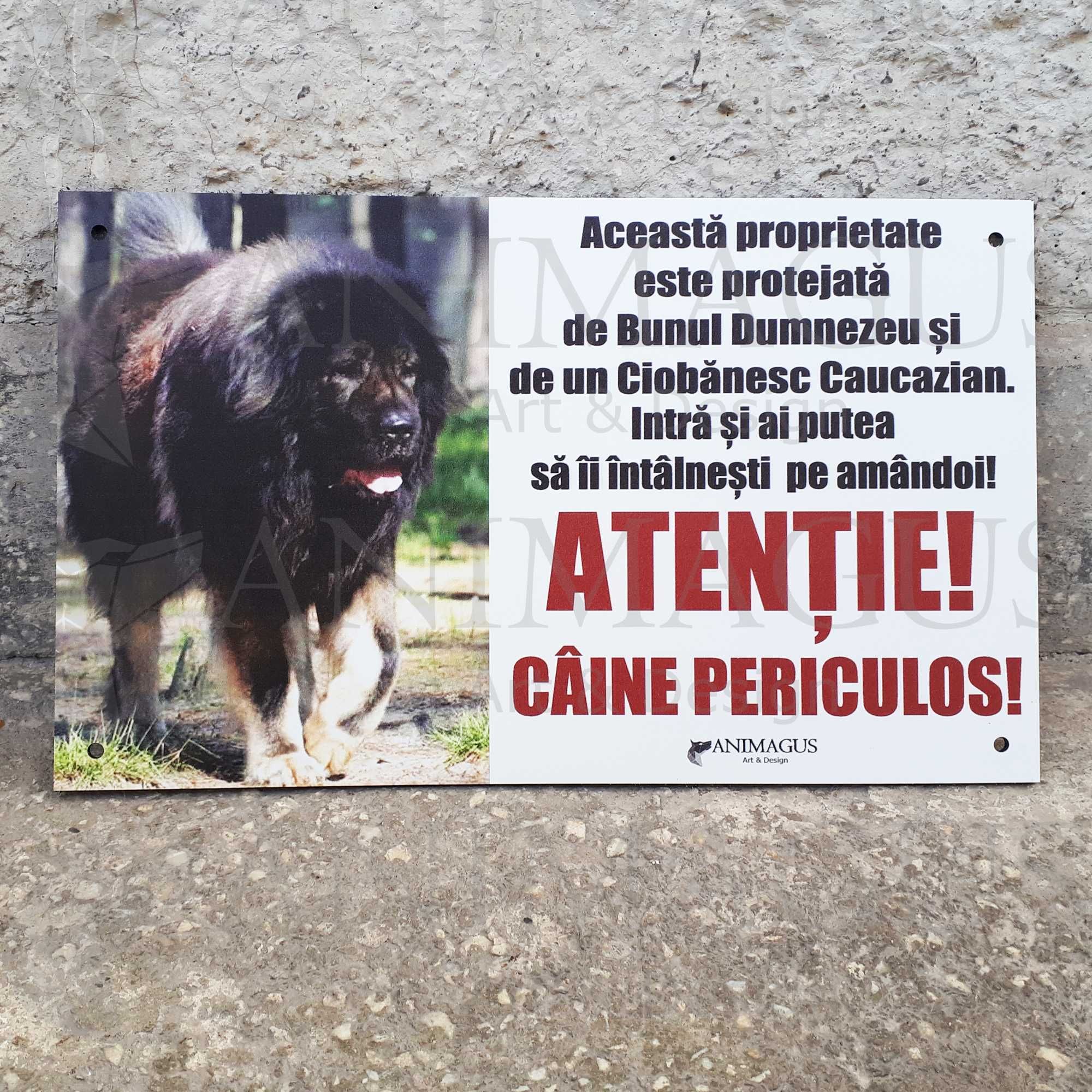 Placa de Avertizare Caine Periculos, Caine Rau - Ciobanesc Caucazian