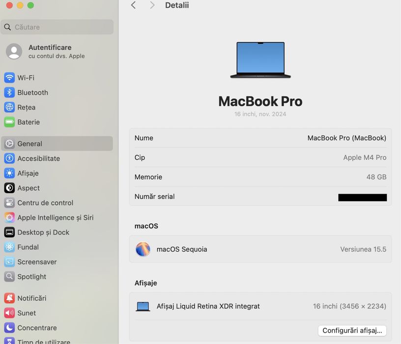 MacBook Pro 16-inch/ M4 Pro / 48 Gb RAM / 512 Gb / Black / Ca nou