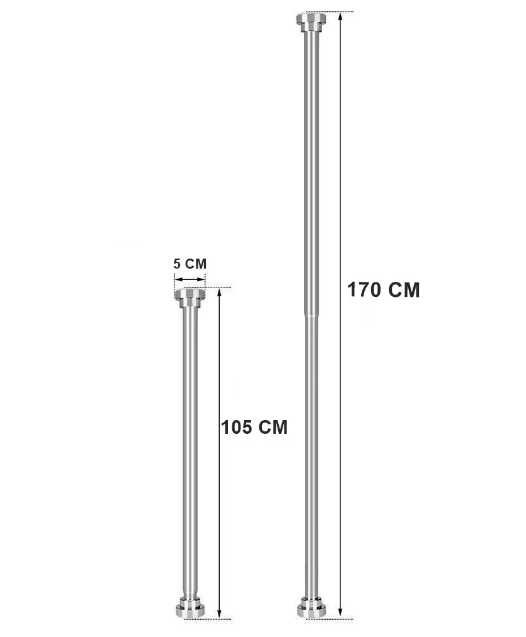 Bara telescopica pentru perdea 105-170 cm, L, argintiu