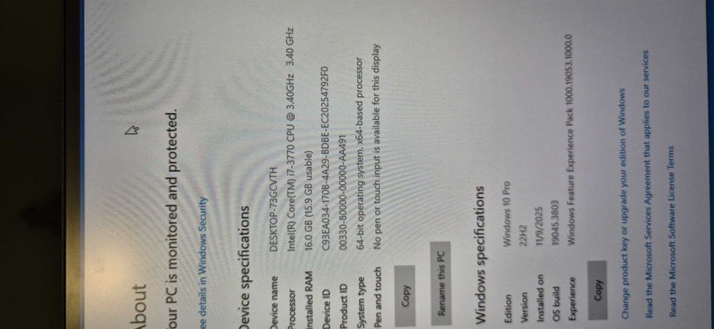 Unitate pc Fujitsu i7 3770 16 gb hdd 500 video Intel Hd  unitate DVDRW