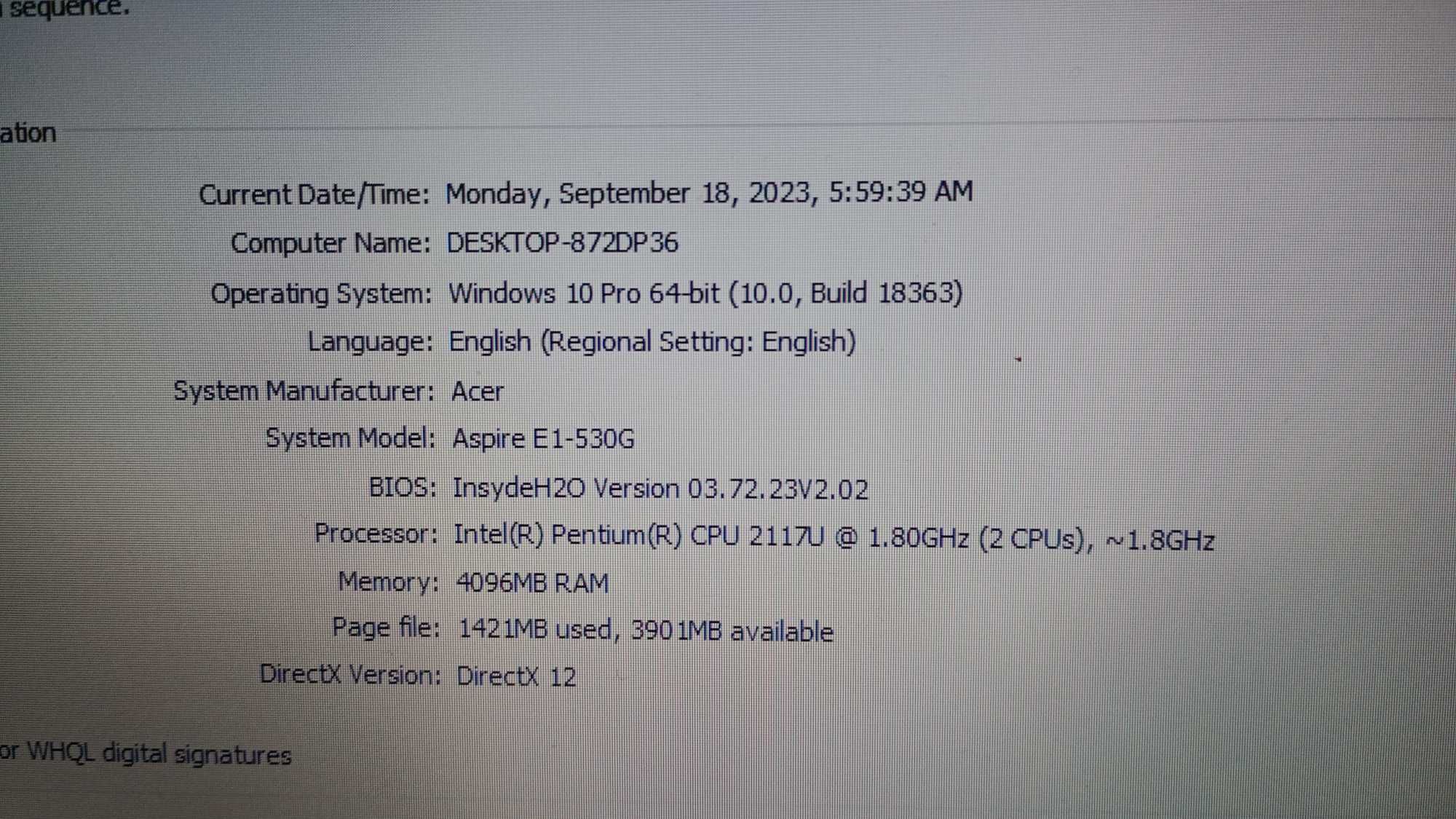 Acer E1-530G Intel  1.8 GHz Nvidia GT 720M 4Gb Ram HDD 500GB HDMI usb3