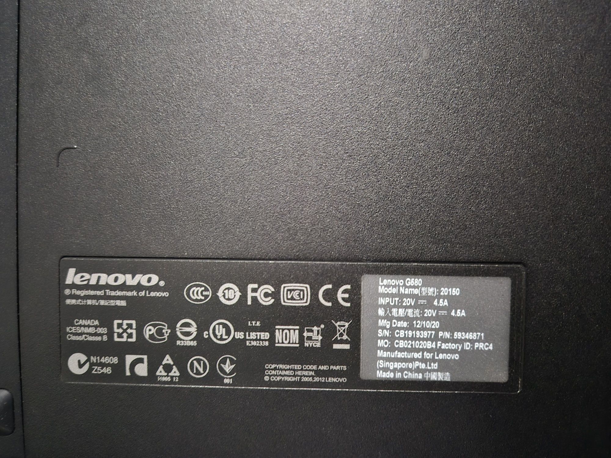 Vand laptop Lenovo G580