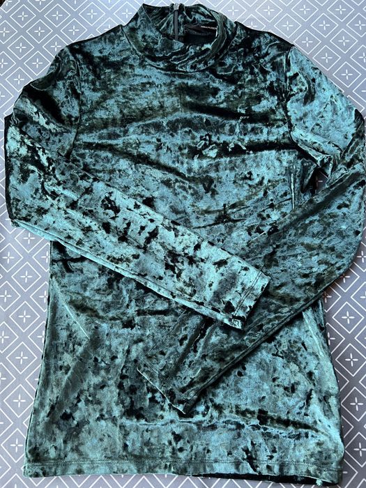 Поло блуза зелено кадифе XS