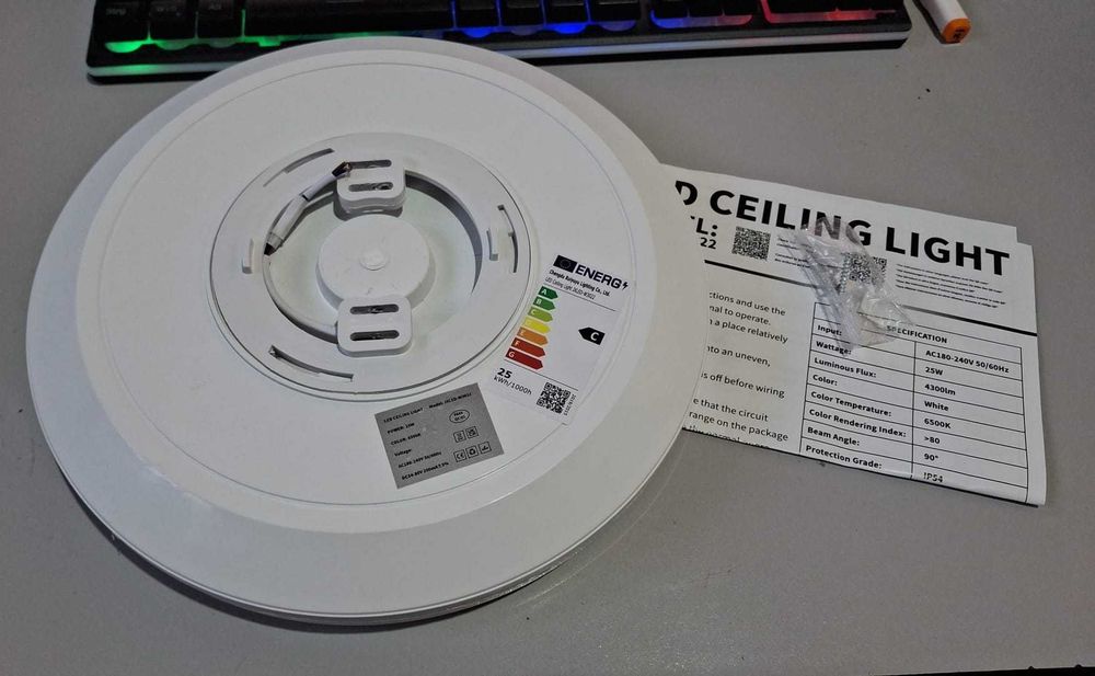 Plafoniera LED, 25W, IP54, diametru 28 cm, lumina alba