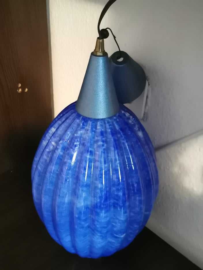 Lampă/Veioză decorativă, sticlă, albastră