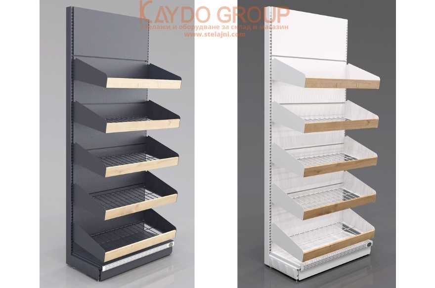Стелаж за плод  зеленчук, метал, MDF рафтове и LED , нов, наличен