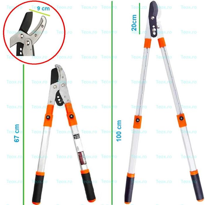 Foarfeca Extensibila pentru Crengi, GF-0476, Micul Fermier, Portocalie