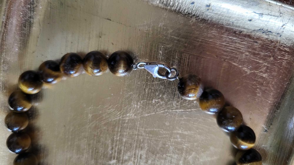 Bijuterii pietre naturale ochi de tigru - set colier cercei