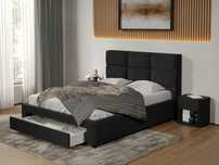Pat tapitat Cico cu sertar 170x114 C1 din piele/stofa Negru Falcone 14