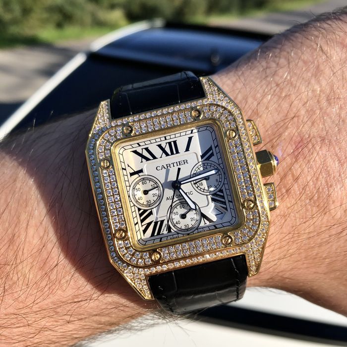 ceas cartier santos 100 white dial