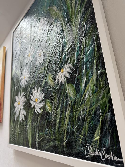 Tablou cu pasta de structura, abstract, pictat in acrilic