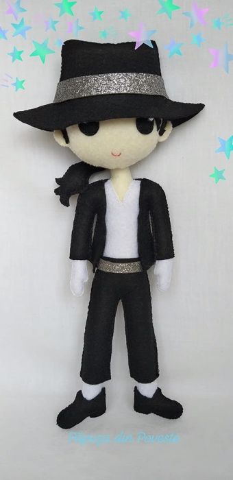 Michael Jackson - papusa handmade din fetru, 35 cm. Papusa din Poveste