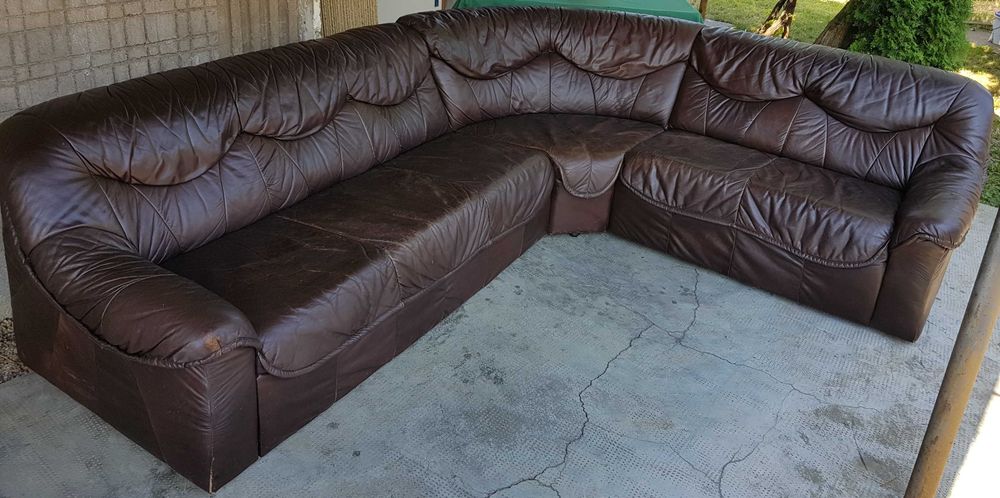 Canapea piele, maro ciocolata