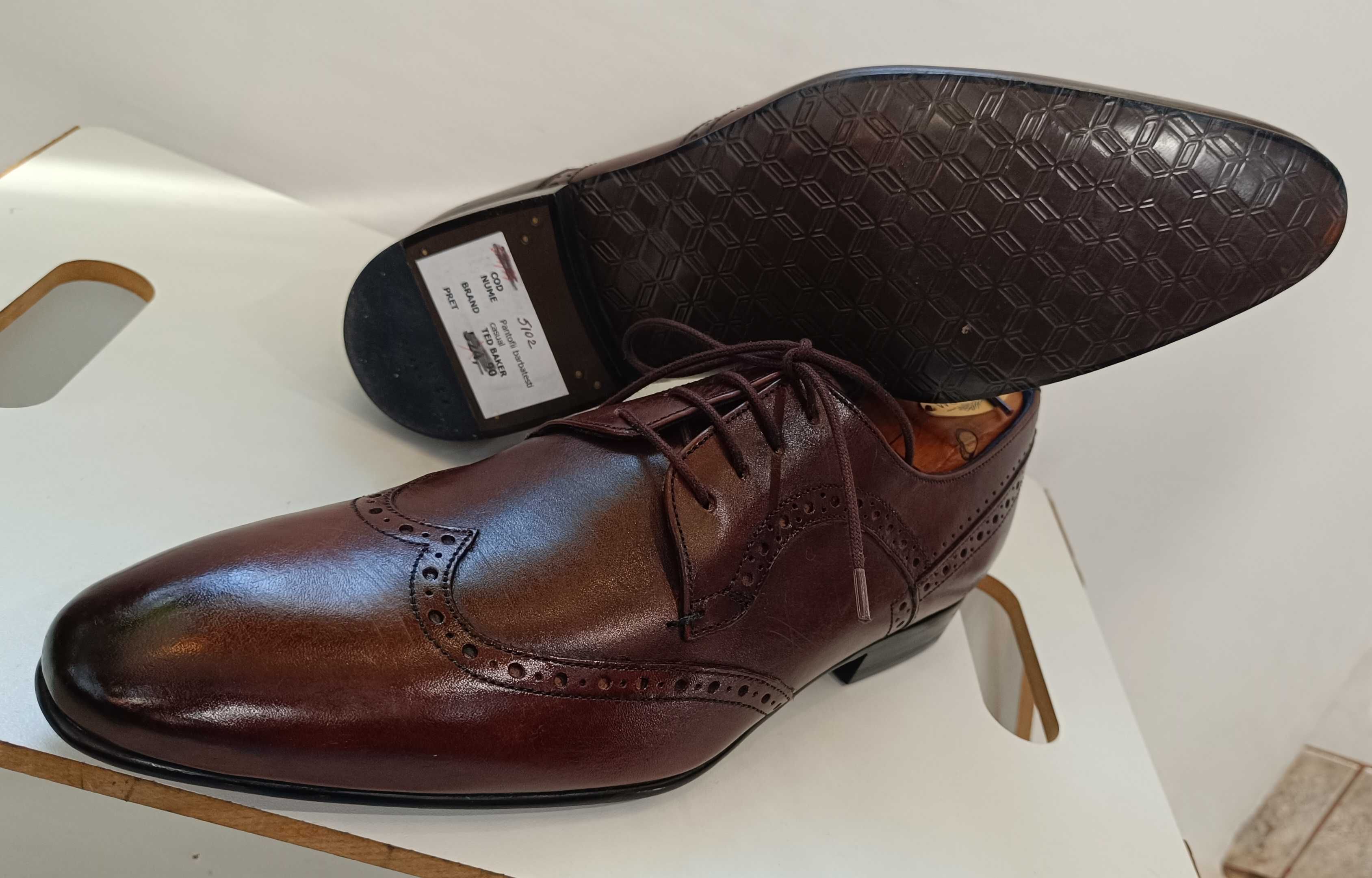 Pantofi derby 41.5 42 premium Ted Baker London Noi piele naturala moal